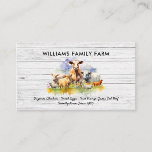 Boskap Cow Gris Chicken Watercolor Visitkort