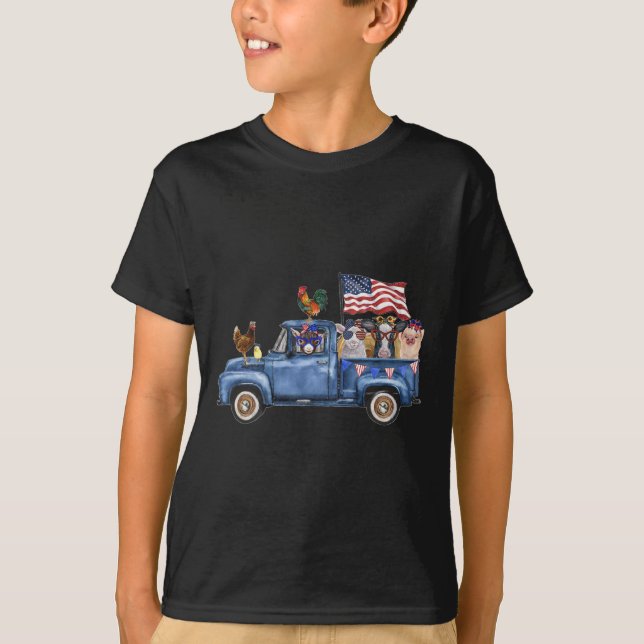 Boskap Cow Gris Goat Chicken Farm Lastbil Ameri T Shirt (Framsida)