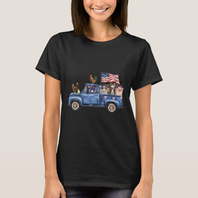 Boskap Cow Gris Goat Chicken Farm Lastbil Ameri T Shirt (Framsida)