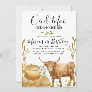 Boskap Cow Hay bale Land Inbjudningar