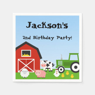Boskap, Cow, Tractor, Sheep, Grisar, Birthday Pappersservett