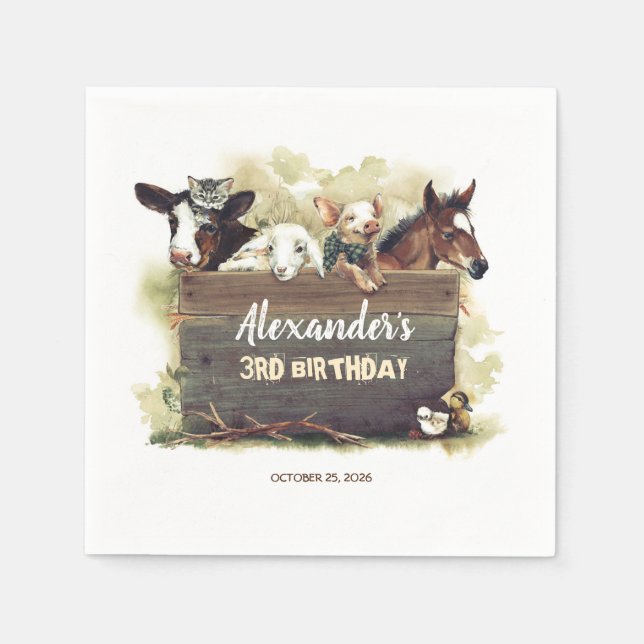 Boskap Cute Birthday Pappersservett (Framsidan)