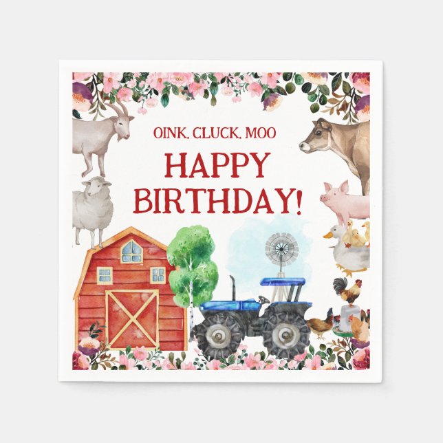 Boskap Cute Red Barnyard Farm Pappersservett (Framsidan)