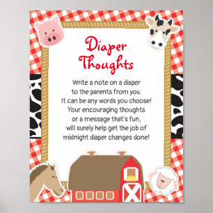 Boskap Diaper Thoughts Baby Shower Game Sign Poster