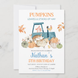 Boskap Fall Birthday Inbjudningar