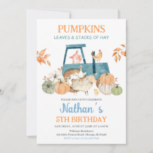 Boskap Fall Birthday Inbjudningar