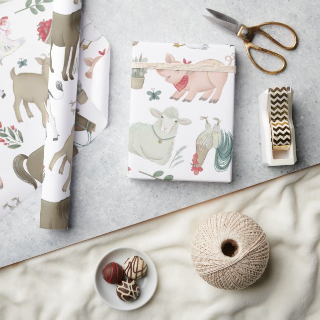 Boskap Fårhus Land, kottar får Presentpapper (Hantverk)