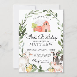 Boskap födelsedag inbjudan till en pojke