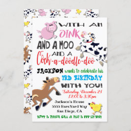 Boskap Födelsedagsfest inbjudan