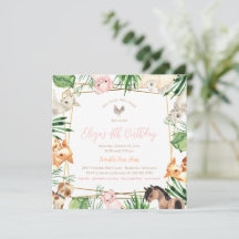 Boskap Födelsedagsfest inbjudan