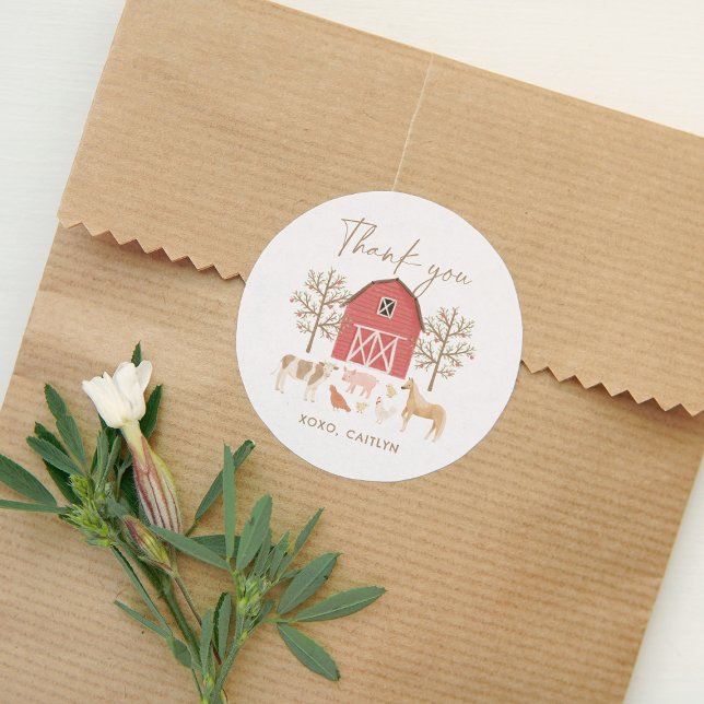 Boskap Födelsedagsfest Runt Klistermärke (Skapare uppladdad)