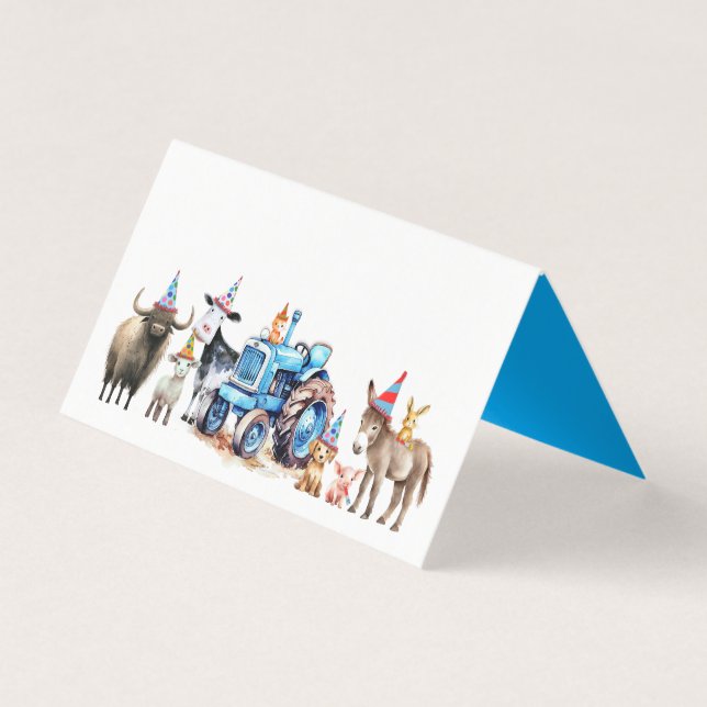 Boskap Födelsedagsfest - små mappkort Kort (Framsida)