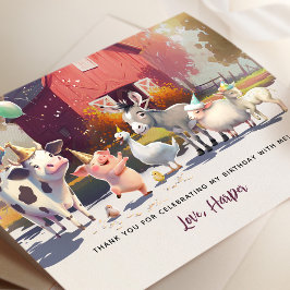 Boskap Födelsedagsfest Tack Kort