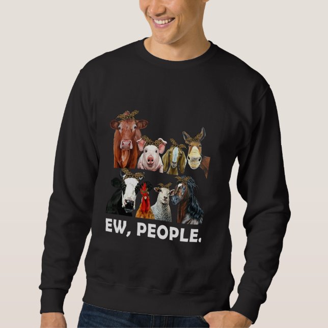 Boskap Funny Ew People Animal Lång Ärmad Tröja (Framsida)