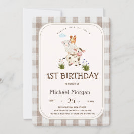 Boskap Gingham Inbjudningar