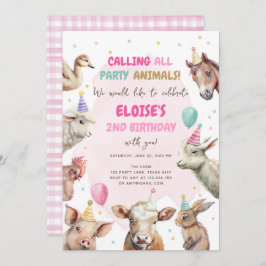 Boskap Girl Calling Party Animals Birthday I Inbjudningar