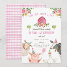 Boskap Girl Rosa Gingham Barnyard Birthday