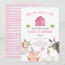 Boskap Girl Rosa Gingham Barnyard Birthday