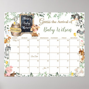 Boskap Greenery gissar Baby förfallodatum Poster