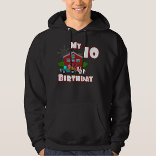 Boskap Gris Kow Tractor 10:e födelsedagen 10 år Hoodie