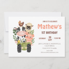 Boskap Heliga Kon första födelsedag Inbjudningar