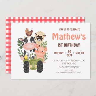 Boskap Heliga Kon första födelsedag Inbjudningar