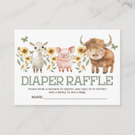 Boskap Highland Cow Baby Diaper Raffle Tilläggskort