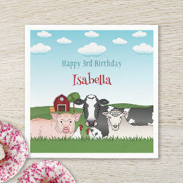 Boskap Illustration Barn Barnyard Birthday Pappersservett