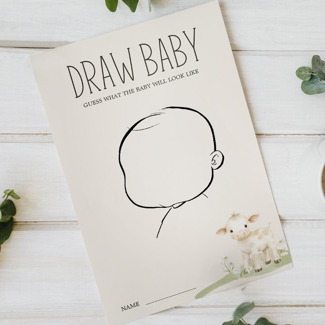 Boskap Meadow Baby Shower Draw Baby Game Flygblad (Skapare uppladdad)
