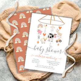 Boskap Mobile Baby Shower Inbjudningar