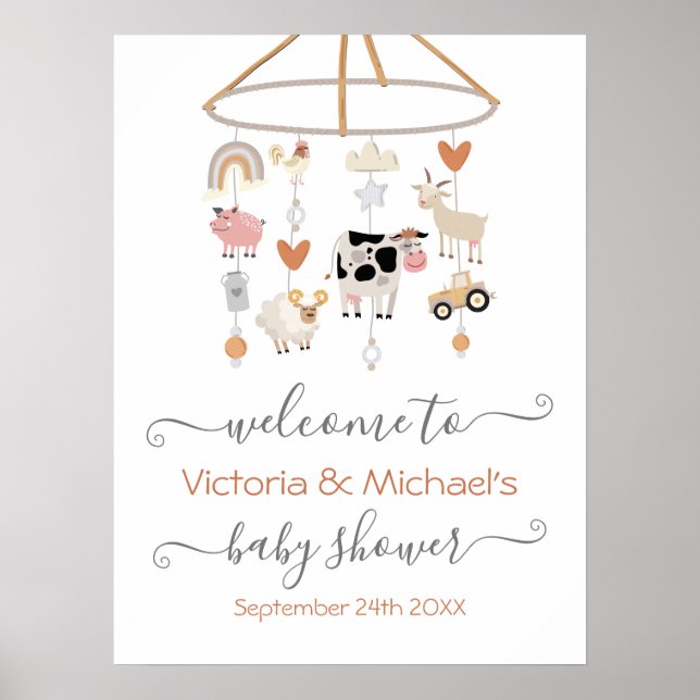 Boskap Mobile Baby Shower Poster (Framsidan)