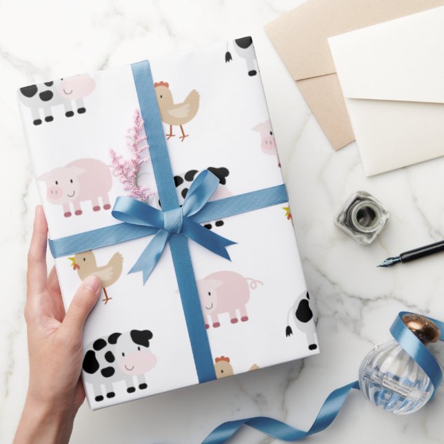 Boskap Mönster Vita inkapsling Papper Presentpapper (Gifting)