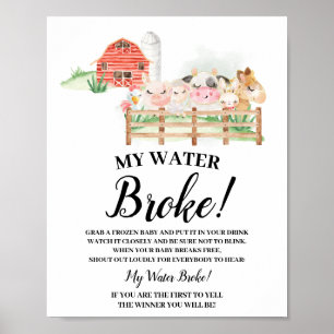 Boskap My Vatten Fattig Baby Shower-skylt Poster