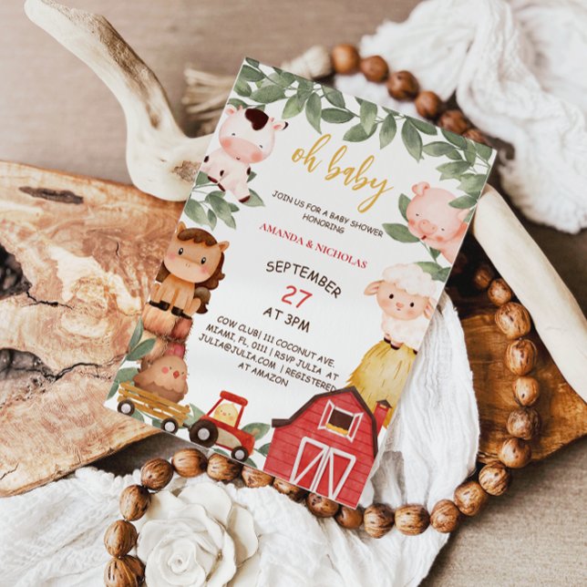 Boskap Oh Baby Shower Rustic Inbjudningar (Skapare uppladdad)