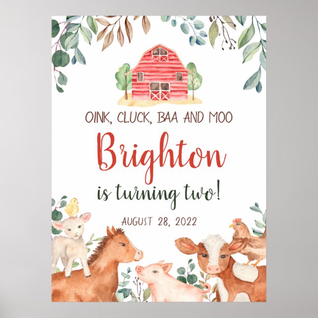 Boskap Parad Välkomsthälsning Baby födelsedag Post Poster (Framsidan)