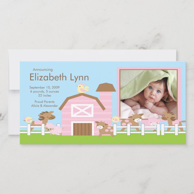 Boskap PHOTO Birth Notice Meddelande (Framsida)