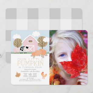 Boskap Pumpkin Patch Birthday Photo Inbjudningar
