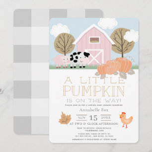Boskap Pumpkin Rosa Virtuell Baby Shower Inbjudningar