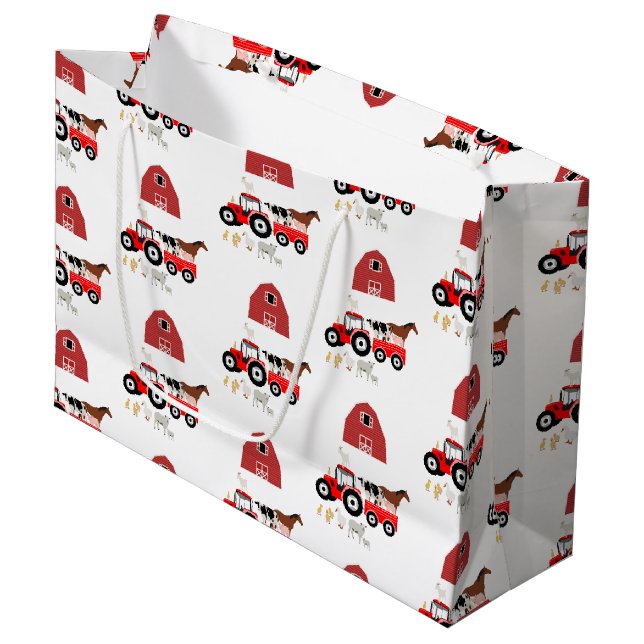 Boskap & Red Tractor Barnyard Mönster (Framsidan Vinklad)