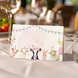 Boskap Rosa Barnyard Food Tält Place-kort Placeringskort