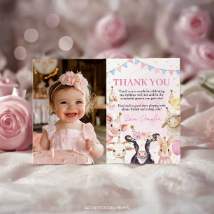 Boskap Rosa Barnyard Girl Birthday Photo Tack Kort