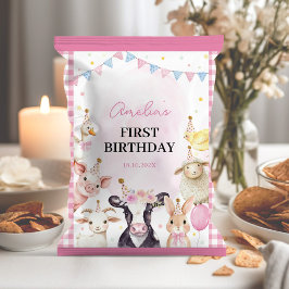 Boskap Rosa Girl Birthday Chip Bag Wrapper Reklamblad