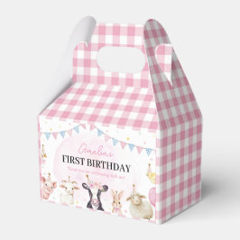 Boskap Rosa Girl First Birthday Favoritbox Presentaskar