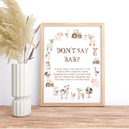 Boskap säger inte Baby Game Poster