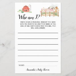 Boskap som är jag Baby Shower-spelkort Flygblad