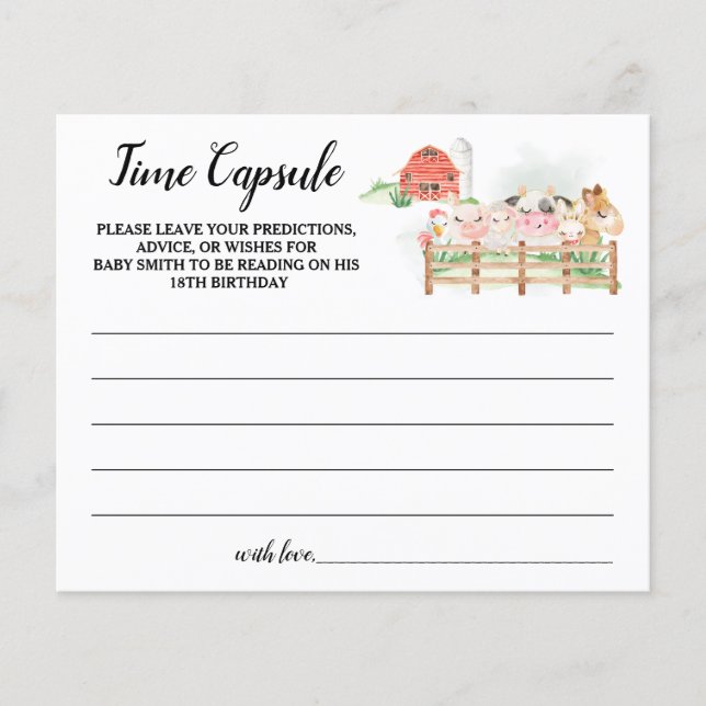 Boskap Time Capsule Advice för Baby-kort Flygblad (Framsidan)