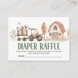 Boskap Tractor Barn Baby Diaper Raffle Tilläggskort