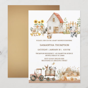 Boskap Tractor Boys Baby Shower Inbjudningar