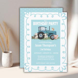 Boskap Tractor Party Inbjudningar