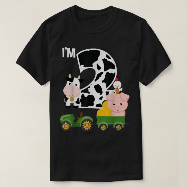 Boskap-traktor 2:a födelsedag 2-årsjubileum t shirt (Design framsida)